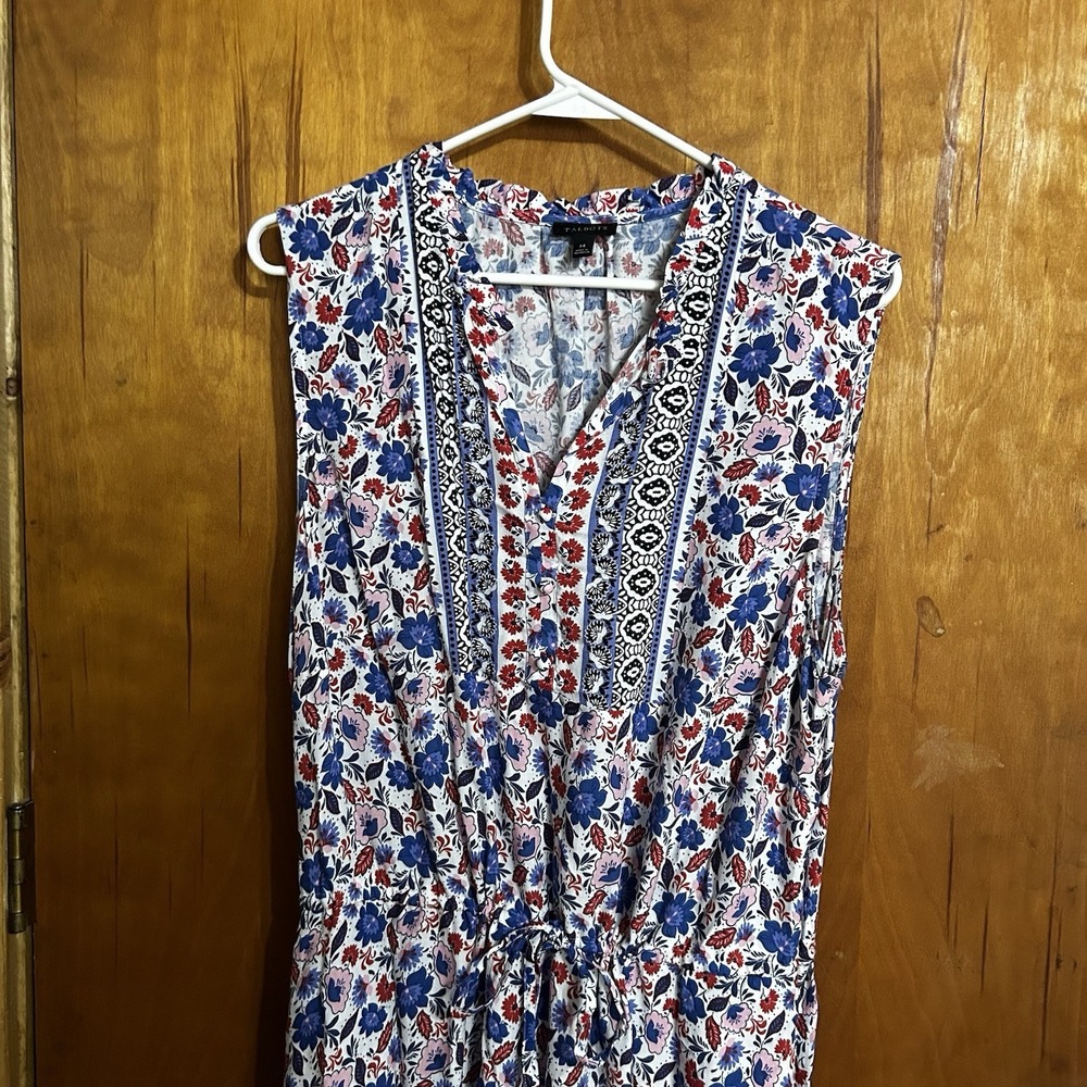 Talbots Womens Floral Maxi Dress Size 14 drawstring waist Sleeveless